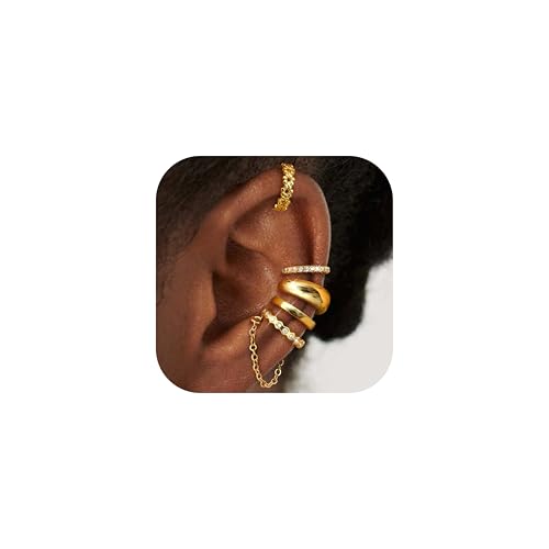 Morfetto Ear Cuff Gold für Damen 5Paar Ohrringe Ohne Ohrloch Ohrclips Damen Ohne Ohrlöcher Ohrmanschette Silber Ohrringe Vergoldet Fake Piercings in Geschenkbox von Morfetto