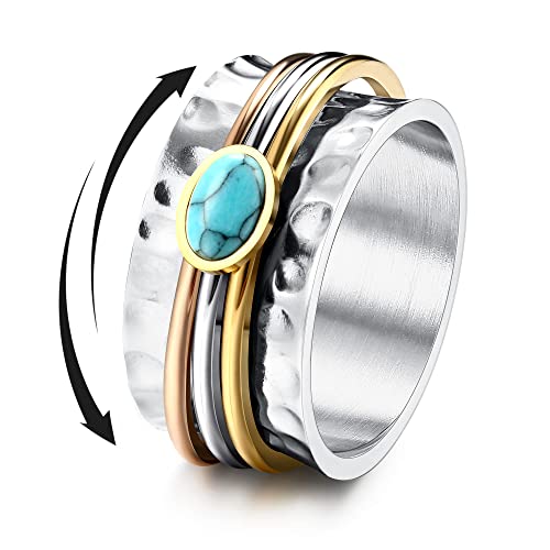 Morfetto Edelstahl Spinner Ringe Fidget Band Ringe Mond Stern Blume Schmetterling Angst Ringe für Frauen Männer 13 von Morfetto