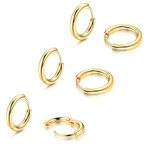 Morfetto F136 Titan Creolen 14 Karat Vergoldete Kleine Creolen Mini Huggie Ohrringe für Frauen Hypoallergene Titan Ohrringe von Morfetto