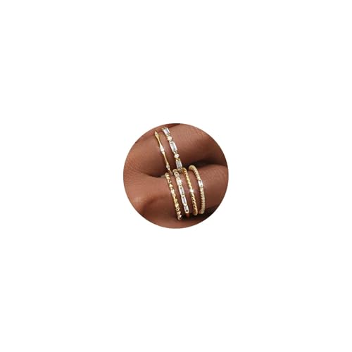 6-teilige Ringe Gold Damen 14K vergoldeter Verlobungsring & Ehering - Fingerringe & Daumenringe wasserfest mit Zirkonia - Stapelbares Goldenes Ring-Set - Schmuck Geschenk für Frauen Gold Größe 62 6-teilige Ringe Gold Damen 14K vergoldeter Verlobungsring & Ehering - Fingerringe & Daumenringe wasserfest mit Zirkonia - Stapelbares Goldenes Ring-Set - Schmuck Geschenk für Frauen Gold Größe 62 von Morfetto