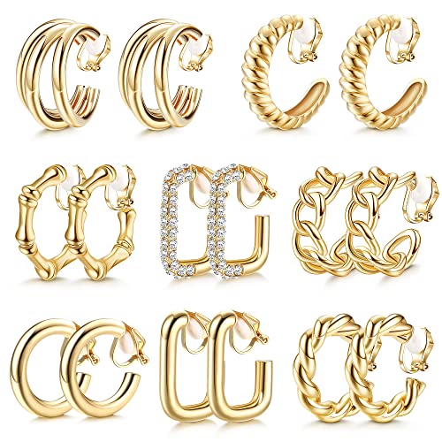 Morfetto Gold Clip Auf Creolen für Frauen Mode Clip auf Ohrringen Twist Runde Geometrische klobige Creolen Clip Ohrringe Kein Piercing Gefälschte Ohrringe Gold Morfetto Gold Clip Auf Creolen für Frauen Mode Clip auf Ohrringen Twist Runde Geometrische klobige Creolen Clip Ohrringe Kein Piercing Gefälschte Ohrringe Gold von Morfetto
