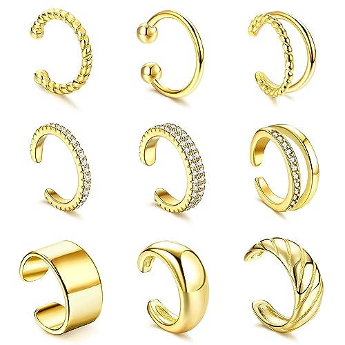 Morfetto Gold Ohrmanschetten für Frauen Nicht Durchdringende Ohrringmanschette Ohrclips Ohrringe Damen Ohrmanschetten & Wraps Klobige Ohrmanschette von Morfetto