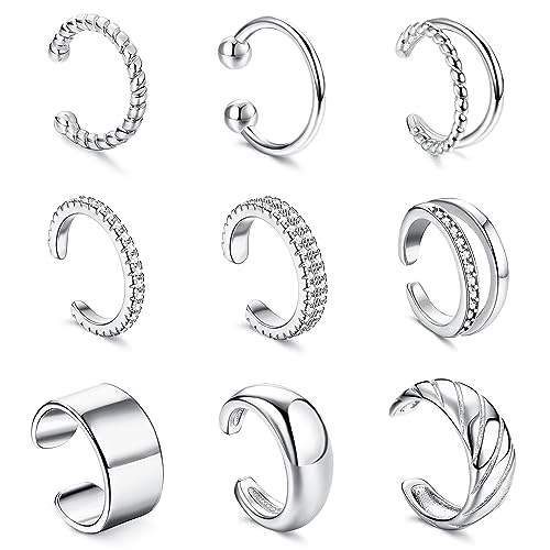 Morfetto Silber Ohrstulpen für Frauen Nicht Piercing Ohrringmanschette Ohrclips Ohrringe damen Ohrstulpen & Wraps Klobige Ohrmanschette von Morfetto