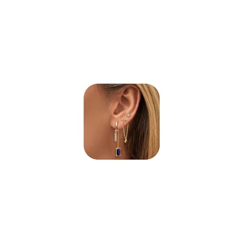 Morfetto Ohrringe Silber 925 Set für Mehrfach Piercing Zierliche Ohrringe für Damen 14 Karat vergoldet Hypoallergenes Creolen Tropfen Silber 925 Ohrstecker Knorpelohrring Set blueG Morfetto Ohrringe Silber 925 Set für Mehrfach Piercing Zierliche Ohrringe für Damen 14 Karat vergoldet Hypoallergenes Creolen Tropfen Silber 925 Ohrstecker Knorpelohrring Set blueG von Morfetto