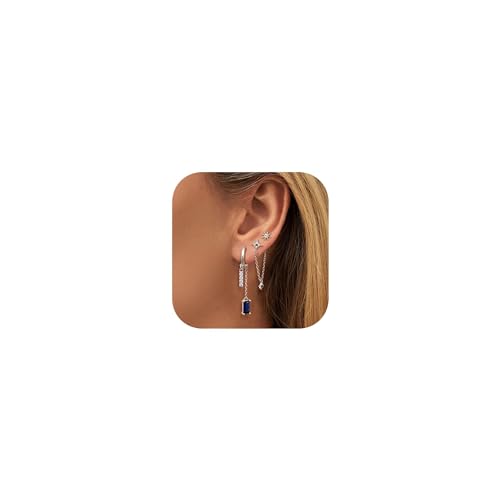 Morfetto Ohrringe Silber 925 Set für Mehrfach Piercing Zierliche Ohrringe für Damen 14 Karat vergoldet Hypoallergenes Creolen Tropfen Silber 925 Ohrstecker Knorpelohrring Set blauS Morfetto Ohrringe Silber 925 Set für Mehrfach Piercing Zierliche Ohrringe für Damen 14 Karat vergoldet Hypoallergenes Creolen Tropfen Silber 925 Ohrstecker Knorpelohrring Set blauS von Morfetto