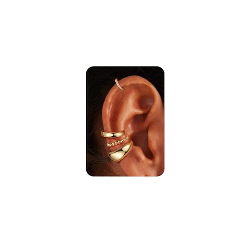 Ear Cuff Set für Damen Ohne Piercing - 4 Paar 14K Goldbeschichtete Ohrklemmen Fake Helix Nicht Verblassend Knorpel Ohrringe für Ungepiercte,Verstellbare Ohrmanschetten in Geschenkbox Gold-Schick von Morfetto