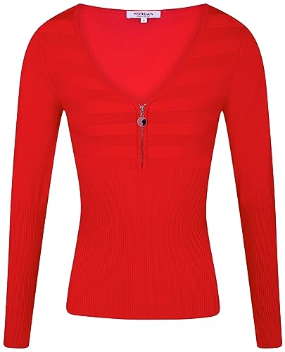 Morgan Damen 222-Menza Pullover, Scharlachrot, Small von Morgan