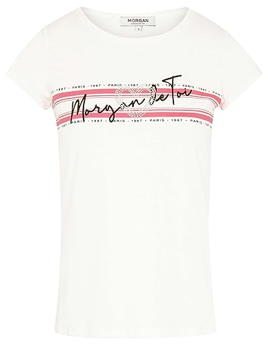 Morgan Damen 231-dtoi T-Shirt, Off White/Fuchsia, Large von Morgan