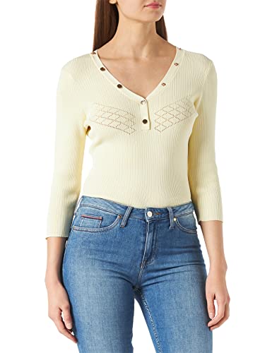 Morgan Damen FINE Jaune Manche 3/4 221-MJUNA Pull Feiner Messstab mit ¾ Griff, Strohgelb, Large von Morgan