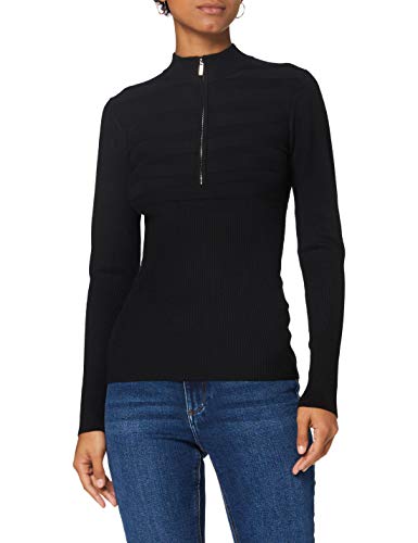 Morgan Damen Pull Manche Longue Col Roulé Zippé Menzip Pullover, Noir, TXS von Morgan