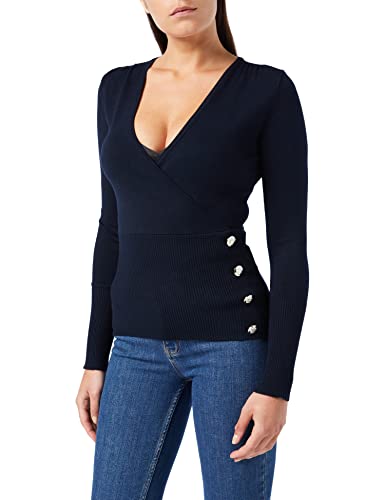 Morgan Einfacher feiner Strickpullover Blau (Marine 301) XS von Morgan