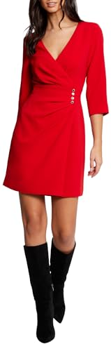 Morgan Drapiertes Wickelkleid mit 3/4 Ärmeln Rot 38 von Morgan