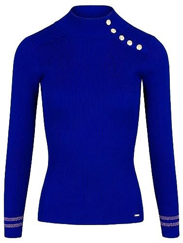 Morgan Langärmliger 5-Knopf-Pullover Königsblau M von Morgan