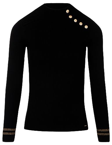 Morgan Langärmliger 5-Knopf-Pullover Schwarz M von Morgan