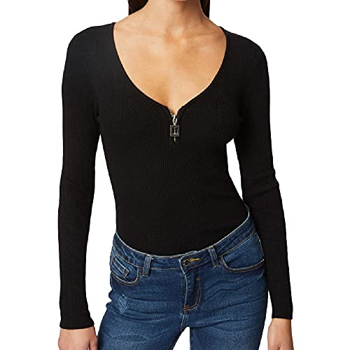 Morgan Langarm-Pullover mit Reißverschluss Schwarz XL von Morgan