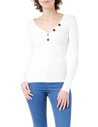 Morgan Langarmpullover aus feinem Strick mit Knöpfen Off White XS von Morgan