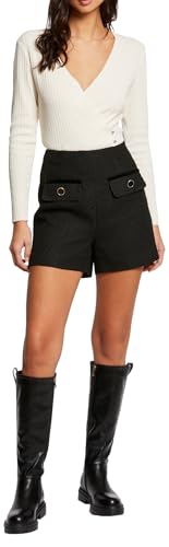 Morgan Langarmpullover mit Wickelkragen Elfenbein L von Morgan