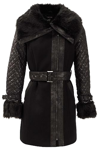 Morgan Women's Manteau col Imitation Fourrure GEFROU Faux Fur Coat, Schwarz, 36 (Herstellergröße: 38) von Morgan