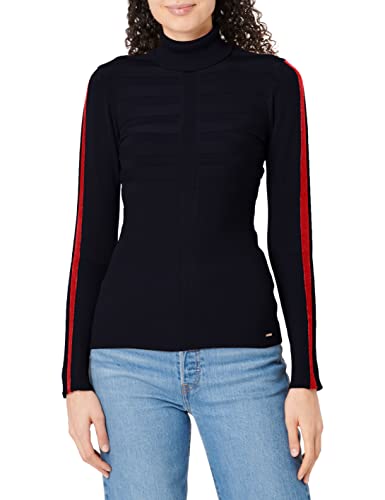 Morgan Langarmpullover mit Kontraststreifen Marine/Rot M von Morgan