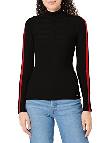 Morgan Langarmpullover mit Kontraststreifen Schwarz/Rot L von Morgan