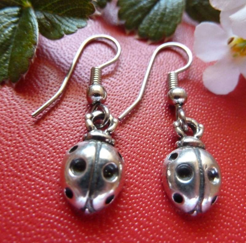 sterling Silber Marienkäfer Ohrringe-Ohrringe von MorganFischerJewelry