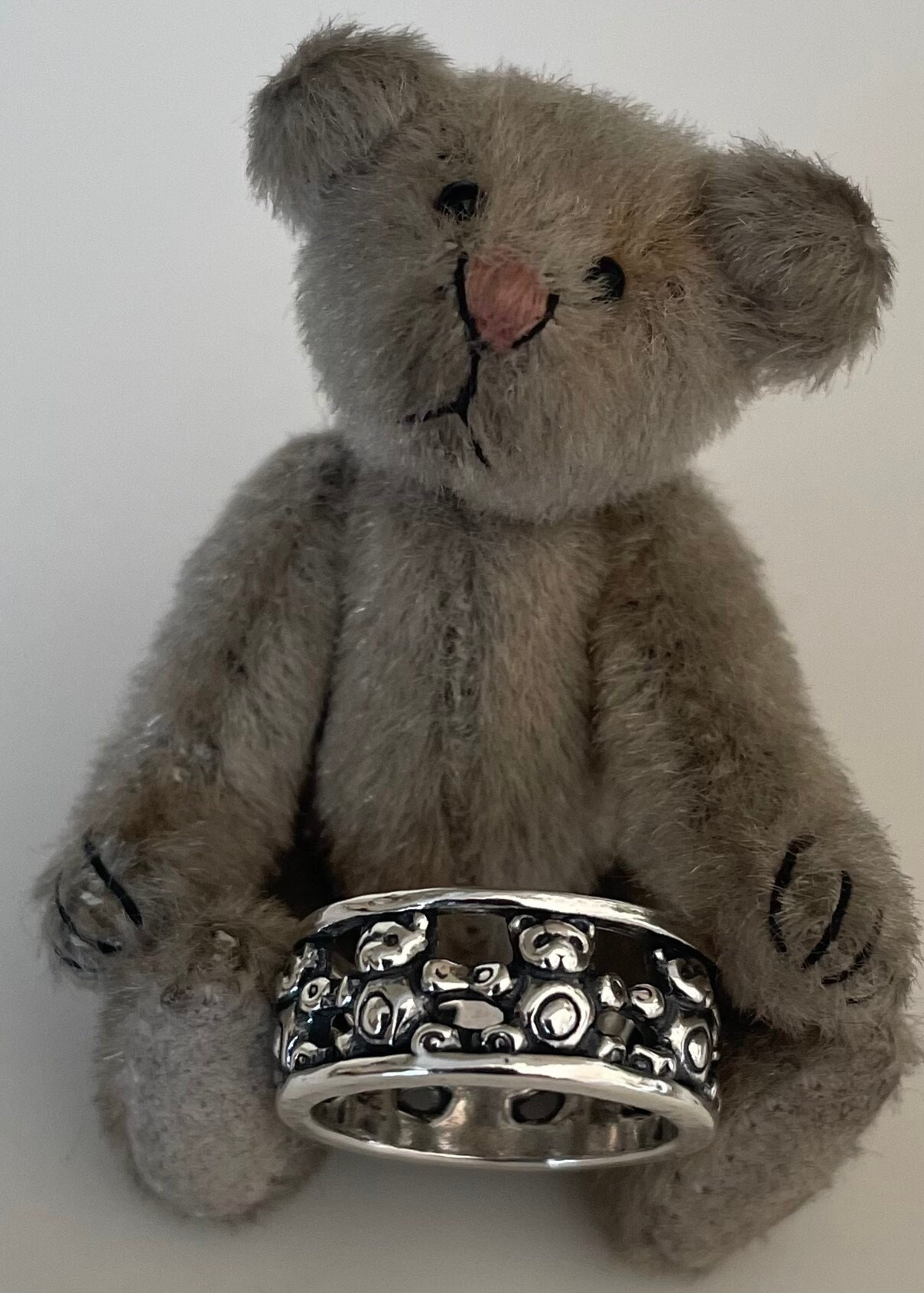 sterling Silber Teddy Bär Ring-Band Der Bären-Handmade-Original Design-Kreis Bären Ring-Robuste-Detaillierte von MorganFischerJewelry