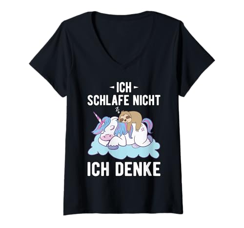 Damen lustiges Schlaf Pyjama Schlafanzug Nachthemd Schlaf T-Shirt mit V-Ausschnitt von Morgenmuffel Langschläfer Schlaf Outfits