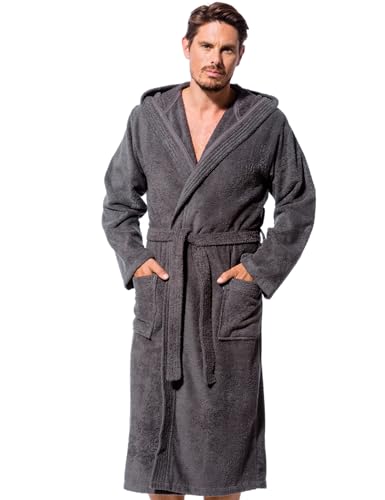 Morgenstern Bademantel Herren Baumwolle mit Kapuze Frottee Grau weich Bademäntel für Herren Morgenmantel Saunabademantel Männer wadenlang langarm Größe L Morgenstern Bademantel Herren Baumwolle mit Kapuze Frottee Grau weich Bademäntel für Herren Morgenmantel Saunabademantel Männer wadenlang langarm Größe L von Morgenstern
