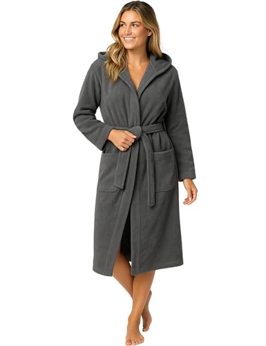 Morgenstern Bademantel Damen mit Kapuze 100% Baumwolle Frottee OEKO-TEX® Morgenmantel Marina Anthrazit Gr. S von Morgenstern