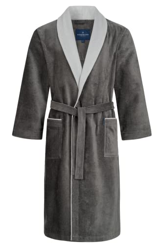 Morgenstern Bademantel Herren 100% Baumwolle Frottee Velours Saunamantel Schalkragen Lang für Sauna Spa Reha Pool Wellness - Oeko Tex Grau/Hellgrau L Sam von Morgenstern
