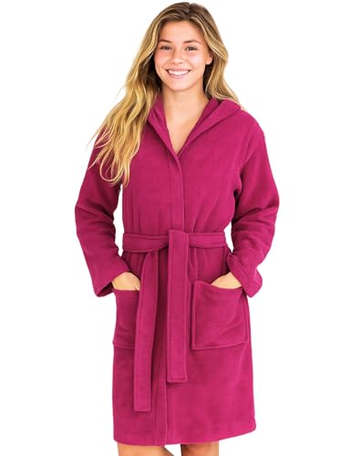 Morgenstern Bademantel Kinder & Teenager Mädchen Jungen 100% Baumwolle Frottee mit Kapuze OEKO-TEX® Kinderbademantel Morgenmantel Größe 134-140, Fuchsia von Morgenstern