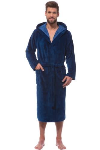 Morgenstern Bademantel mit Kapuze für Herren blau, Marine, XL von Morgenstern