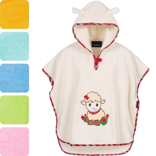 Morgenstern Badeponcho Kinder Baby Mädchen Jungen 100% Baumwolle OEKO-TEX Babybadetuch Kapuzenhandtuch Bademantel Frottee Sleepy Sheepy von Morgenstern