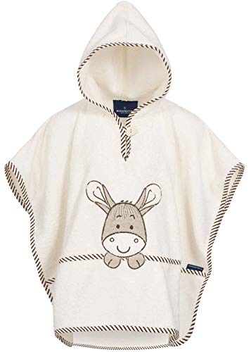 Morgenstern Badeponcho mit Kapuze Kinder Baby 1-5 Jahre Mädchen Jungen 100% Baumwolle Frottee OEKO TEX® Handtuch Badetuch Poncho Kapuzenhandtuch Bademantel Esel von Morgenstern