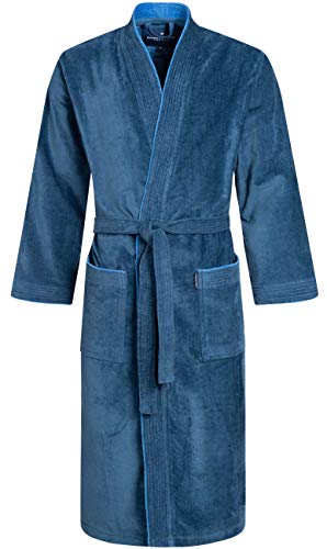 Morgenstern Bademantel für Herren aus Baumwolle in Dunkel-Blau Kimono Bademantel wadenlang Herren Kimonobademantel Grösse XXL Peer von Morgenstern