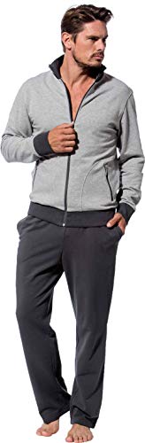 Morgenstern Hausanzug Herren Set Trainingsanzug Freizeitanzug Baumwolle 2-teilig hellgraue langarm Jacke lange graue Hose Größe M von Morgenstern
