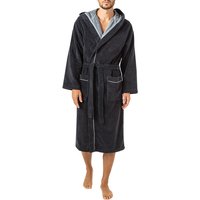 Morgenstern Herren Kapuzenbademantel blau unifarben von Morgenstern