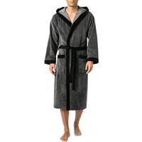 Morgenstern Herren Kapuzenbademantel grau unifarben von Morgenstern