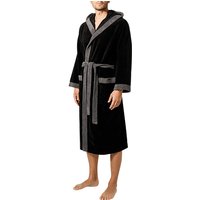 Morgenstern Herren Kapuzenbademantel schwarz unifarben von Morgenstern