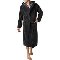 Morgenstern Herren Kapuzenbademantel schwarz unifarben von Morgenstern