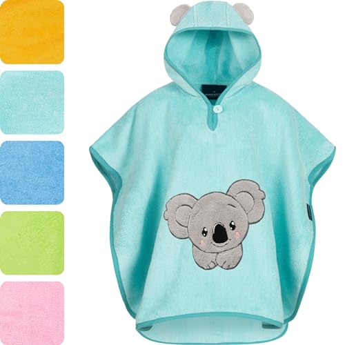 Morgenstern Badeponcho mit Kapuze Kinder Baby 1-5 Jahre Mädchen Jungen 100% Baumwolle Frottee OEKO TEX® Handtuch Badetuch Poncho Kapuzenhandtuch Bademantel Koala von Morgenstern