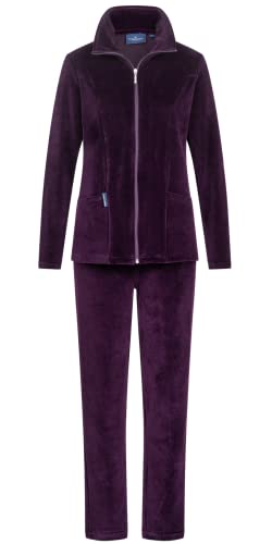 Morgenstern Hausanzug Damen Set Jogginganzug Freizeitanzug Nicki-Stoff 2-teilig langarm Jacke lange Hose Lila Größe L 42/44 von Morgenstern
