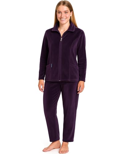 Morgenstern Hausanzug Damen Set Jogginganzug Freizeitanzug Nicki-Stoff 2-teilig langarm Jacke lange Hose Lila Größe M 38/40 von Morgenstern