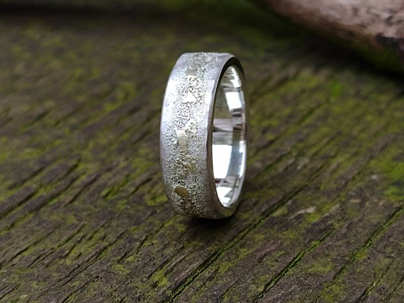 Ausgefallener Silber Ring 925 Mit Aufgeschmolzenem Goldstaub von MorgentauSilber