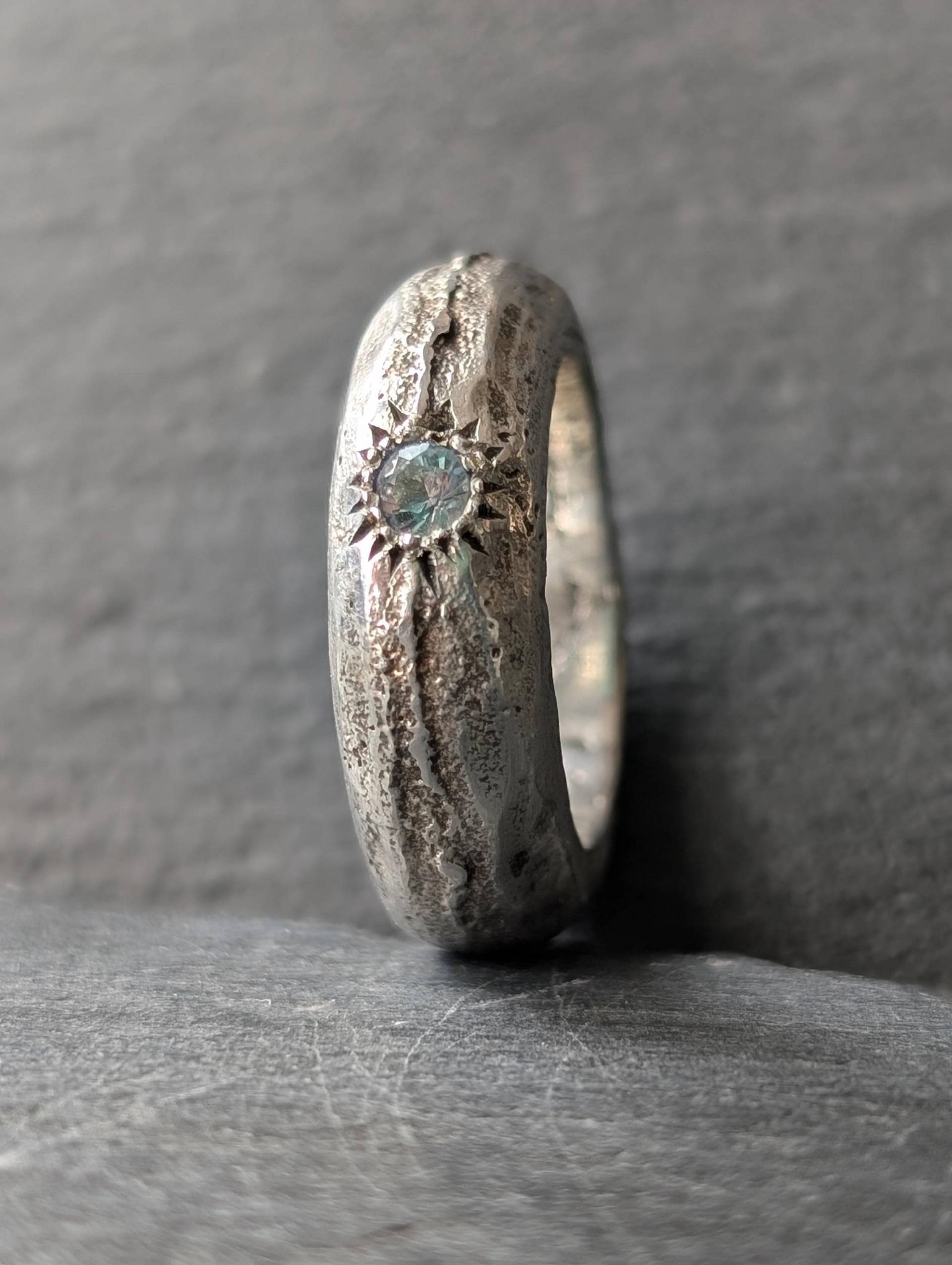 Massiver Silberring 925 Mit Hellblauem Topas - Nachhaltiger Ring Naturstein von MorgentauSilber