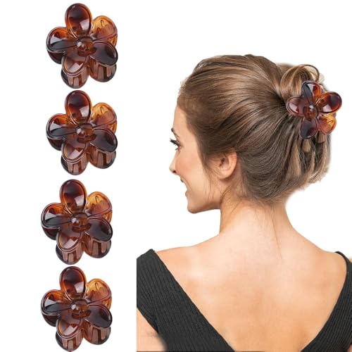 Blumen-Haarklammern, große Plumeria-Hibiskus-Haarspangen, große süße Dasiy-Haarspangen, starker Halt, rutschfeste Haarspangen, Geburtstagsgeschenke für Frauen (Schildkröte (4 Stück, groß) von Morhom