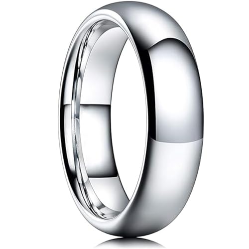Morhom Titan-Ringe, 4 mm, hochglanzpolierter, gewölbter Edelstahlring für Männer und Frauen, Größe 6–10, weiße Wolfram-Ringe, Größe 6–10, Titanstahl, Kein Edelstein Morhom Titan-Ringe, 4 mm, hochglanzpolierter, gewölbter Edelstahlring für Männer und Frauen, Größe 6–10, weiße Wolfram-Ringe, Größe 6–10, Titanstahl, Kein Edelstein von Morhom