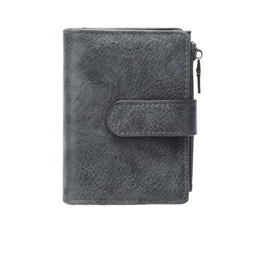 Geldbeutel Damen Klein mit RFID-Schutz, Geldbörse Damen aus Weich PU Leder,Mini Kurzer Geldbeutel Frauen Leder mit Zipper Brieftasche, Wallet for Women Small Grau von Morjakey