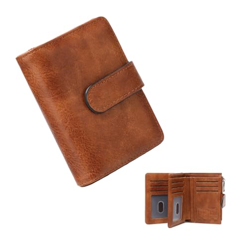 Geldbörse Damen klein mit Münzfach & RFID-Schutz，Damen Geldbeutel Klein mit Zipper Brieftasche Mini Portemonnaie Geldbeutel Kreditkartenetui für Frauen Mädchen, Braun von Morjakey