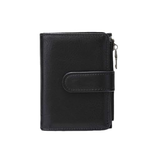 Morjakey Damen Geldbeutel klein mit RFID-Schutz,Kleine Geldbörse Damen mit Großer Kapazität 17Kartenfächer, Portemonnaie Damen Klein aus Weich PU Leder Schwarz von Morjakey